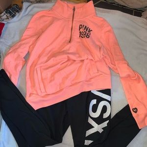 PINK Peach 3/4 zip sweater